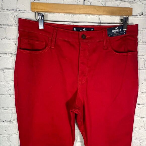 Hollister Jeans Womens 15S Red High rise Vintage Flare Wide Leg Hippie Boho NEW - Picture 3 of 10